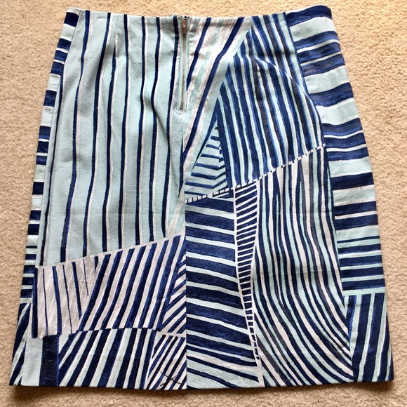 Nic & Zoe Navy, White & Light Blue Palm Leaf Skirt Size 8 - Picture 7 of 13